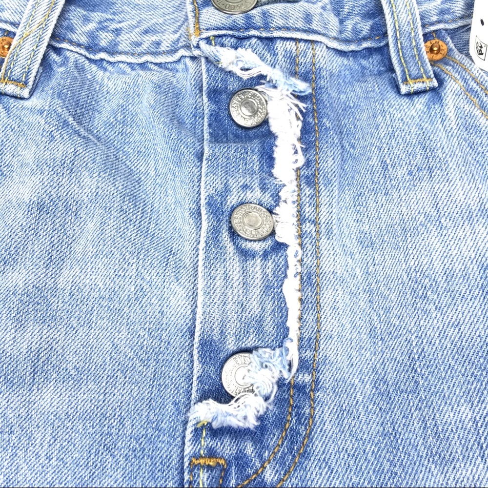 Levi 501 Light Wash Distressed Shorts - Picture 4 of 5